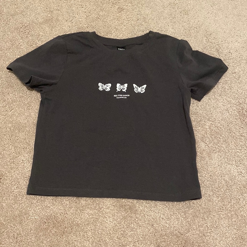 SHEIN, XS, butterfly black crop top.